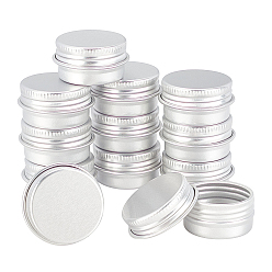 Platinum Round Aluminium Tin Cans, Aluminium Jar, Storage Containers for Cosmetic, Candles, Candies, with Screw Top Lid, Platinum, 2.85x1.6cm, Inner Diameter: 22mm, Capacity: 5ml.