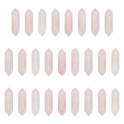 Rose Quartz 26Pcs Natural Rose Quartz Double Terminated Points Bullet Shape Healing Stones, Reiki Energy Balancing Meditation Therapy Wand, No Hole/Undrilled, 28~35x8mm