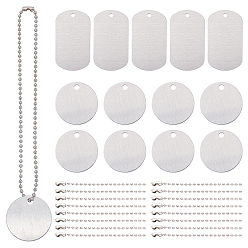 Platinum DIY Necklaces Making Kits, with Aluminum Pendants, Blank Tags, Iron Ball Bead Chains with Ball Chain Connectors, Platinum, Chains: 11.81 inch(30cm), 40pcs/set