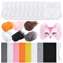 (52) Непрозрачная лаванда Наборы для изготовления масок-маскарадов своими руками, включить войлочную ткань, пластиковые листы пвх, искусственные шерстяные ткани, партийные украшения, разноцветные