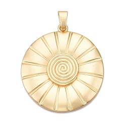 Золотой Большие подвески из сплава с покрытием, спираль плоский круглый, без свинца, без никеля и без кадмия, золотые, 70x63x3 мм, отверстие : 5.5x12 мм