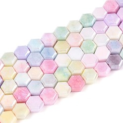 Разноцветный Антикоррозийные гальванические стеклянные бусины, имитация драгоценных камней, шестиугольник, с покрытием AB цвета, граненые, два тона, красочный, 7x8x4~4.5 мм, отверстие : 1.2 мм, около 54~55 шт / нитка, 14.57~14.96'' (37~38 см)