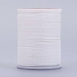 White Round Waxed Polyester Cord, Taiwan Waxed Cord, Twisted Cord, White, 1mm, about 12.02 yards(11m)/roll