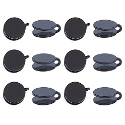 Черный 12шт 304 серьги-каффы из нержавеющей стали, плоско-круглые, чёрные, 13x12 мм