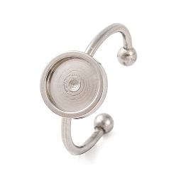 Нержавеющая Сталь Цвет Не тускнеет 304 компоненты открытого кольца манжеты из нержавеющей стали, простые настройки кольца пэда, круглые, цвет нержавеющей стали, лоток : 8 мм, регулируемый