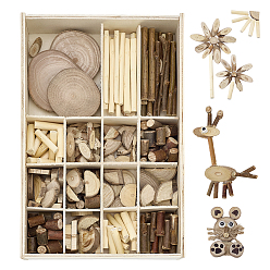 Mixed Color Handmade DIY Wooden Craft Kit, Unfinished Wood for Projects, Mixed Color, 140x207x36mm, Mixed Color, 12~60x12~60x3~5mm