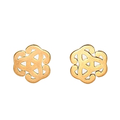 Цветок 304 из нержавеющей стали серьги, реальный 18 k позолоченный, цветок, 9.5x10.5 мм