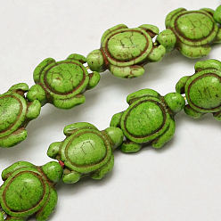 Lime Green Dyed Synthetic Turquoise Beads Strands, Sea Turtle, Lime Green, 17~18x14x6~8mm, Hole: 1mm, about 23pcs/strand, 15 inch