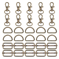 Античная Бронза 30Комплект поворотной застежки из сплава, d-образного кольца и трехскользящих регулировочных пряжек, для изготовления кошелька, античная бронза