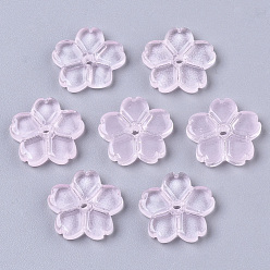 Perle rosa Transparente sprühlackierte Glasperlen, Blume, Perle rosa, 11.5x12x2.5 mm, Bohrung: 0.9 mm