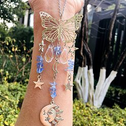 Опал Голубая опалитовая бабочка висит подвеска в виде ловца солнца украшение, подвески с хрустальным шаром в виде солнечной звезды, 230 мм