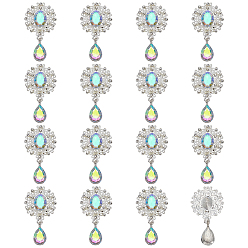 Хрусталь AB 16 Кабошоны из сплава со стразами, овал и слеза, хрусталь AB, 48x25.5x5.5 мм