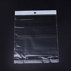 Clear Pearl Film Cellophane Bags, OPP Material, Self-Adhesive Sealing, with Hang Hole, Rectangle, Clear, 26~26.5x16cm, Unilateral Thickness: 0.023mm, Inner Measure: 21x16cm, dop: 16x2.5cm