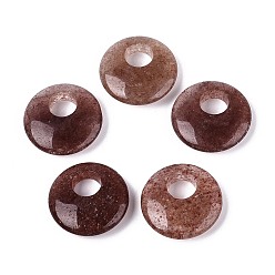 Клубничный Кварц Натуральные кварцевые подвески из клубники, плоские круглые прелести, 27.5~28.5x6.5~9 мм, отверстие : 9.5~10 мм