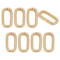 Настоящее золото 18K 8шт. латунные пружинные кольца-затворы, без кадмия, без никеля и без свинца, витых овальных, реальный 18 k позолоченный, 18x9x2.5 мм