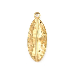 Golden 304 Stainless Steel Pendants, Leaf Charms, Golden, 27x10x2mm, Hole: 2mm