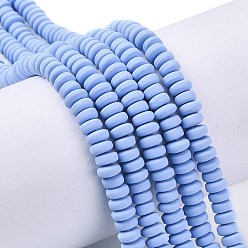 Cornflower Blue Handmade Polymer Clay Beads Strands, for DIY Jewelry Crafts Supplies, Flat Round, Cornflower Blue, 6~7x3mm, Hole: 1.5mm, about 113~116pcs/strand, 15.55 inch~16.14 inch(39.5~41cm)