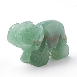 Зеленый Авантюрин Натуральные зеленые авантюрные дисплеи, слон, 36~42x15~20x25~30 мм