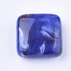 Синий Акриловые бусины, имитация драгоценных камней, квадратный, синие, 20x20x8.5 мм, Отверстие : 1.5 мм , около 160 шт / 500 г