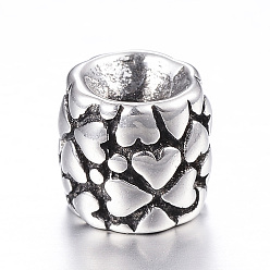 Античное Серебро 316 бусины из хирургической нержавеющей стали, колонка, античное серебро, 8x7.5 мм, отверстие : 2.5 мм