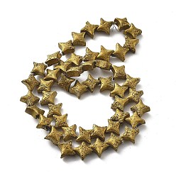 с Золотистым Покрытием Гальванические бусины из натуральной лавы, звезда, с золотым покрытием, 9.5x9.5 мм, отверстие : 1 мм, около 48 шт / нитка, 14.57'' (37 см)