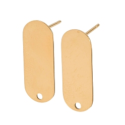 Настоящее золото 18K 316 серьги-гвоздики из нержавеющей стали, ионное покрытие (ip), реальный 18 k позолоченный, 21x8 мм, отверстие : 1.6 мм, штифты : 0.8x11.5 мм