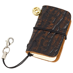 Medium Blue Cowhide Mini Notebook, Pocket Notepad with String, Medium Blue, 50x30mm