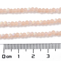 PeachPuff Imitation Jade Glass Beads Strands, Half AB Color Plated, Faceted, Frosted, Rondelle, PeachPuff, 3x2mm, Hole: 0.7mm, about 155pcs/strand, 15.75''(40cm)