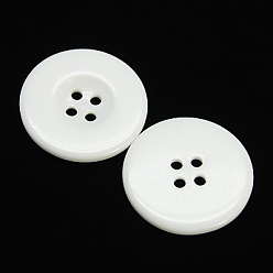 White Resin Buttons, Dyed, Flat Round, White, 20x3mm