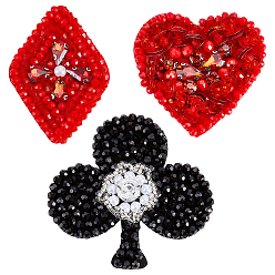 (52) Непрозрачная лаванда 3 шт. 3 стили смола со стразами вышивка нитью приклеивание/пришивание заплаток, аппликации из ткани, игральные карты, разноцветные, 56.5~69x46.5~71.5x5.5~10.5 мм, 1 шт / стиль