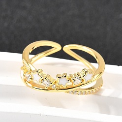 Золотой Звезда 925 кольца из стерлингового серебра с кубическим цирконием для женщин, золотые, 6 мм, размер США 6 1/2 (16.9 мм)