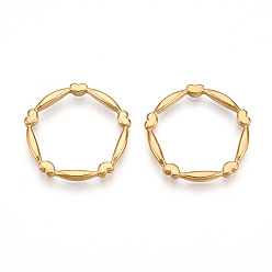 Настоящее золото 18K 304 нержавеющей стали связывающий кольца, форма кольца в форме сердца, ионное покрытие (ip), реальный 18 k позолоченный, 22x22.5x2 мм, внутренний диаметр: 17x19 мм