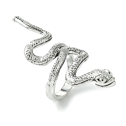 Antique Silver Snake Alloy Wrap Open Cuff Rings, Lead Free & Cadmium Free, Antique Silver, 4~55mm, Inner Diameter: 19mm