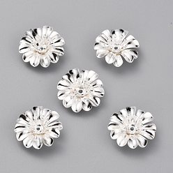 (52) Непрозрачная лаванда Шапочки и конусы для бусин, латунные, мульти-лепесток цветка, разноцветные, 14x5 мм, отверстие : 0.9 мм