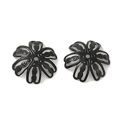 Noir 304 caps d'acier inoxydable, fleur, noir, 14.5x3mm, Trou: 1.2mm