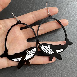 Whale Акриловые серьги болтаться, платина, кит, 84x63.5 мм