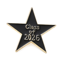 Star Graduation Season Alloy Enamel Pins, Golden Lapel Pin Backs for Backpack Clothes, Class of 2026 Star, 27x29mm