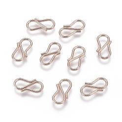 Розовое Золото 304 из нержавеющей стали S-крюк пряжки, розовое золото , 13x7x1 мм, отверстие : 6x4 мм