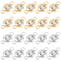 Кристалл 20 шт. 2 цвета 304 подвески-коннекторы из нержавеющей стали со стразами, плоско-круглые, кристалл, 12x6.5x4 мм, отверстие : 2 мм, 10 шт / цвет