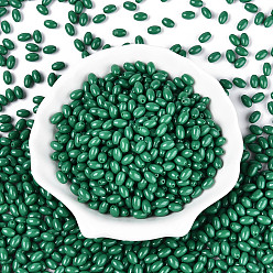 Темно-Зеленый Выпечка краска стеклянные бусины, овальные, темно-зеленый, 7x4~4.5 мм, отверстие : 0.9 мм, Около 2500 шт / фунт