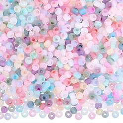 Mixed Color 1040Pcs Glass Seed Beads, Imitation Cat Eye, Round, Mixed Color, 4x3mm, Hole: 1.4mm