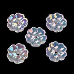 Clear Plating Opaque Acrylic Beads, Iridescent, Flower, Clear, 13x13x4mm, Hole: 1.5mm