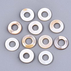Seashell Color Natural Freshwater Shell Linking Rings, Ring, Seashell Color, 11x2mm, Inner Diameter: 5mm