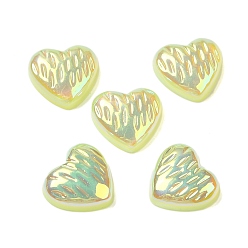 Light Khaki UV Plating Acrylic Cabochons, Iridescent, Heart, Light Khaki, 11.5~12x12~12.5x4mm