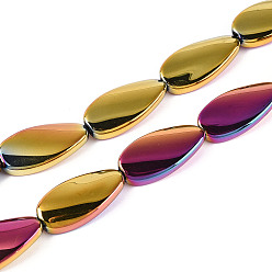 (966) Внутренний цвет Кристалл / Лиловато-лиловый на подкладке Стеклянные бусины с гальваническим покрытием , слеза, с покрытием цвета радуги, 26x13x5.5~7 мм, отверстие : 1.5 мм, около 30 шт / нитка, 30.12~30.51 дюйм (76.5~77.5 см)