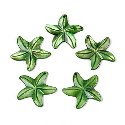 Морско-зеленый Резные подвески из натуральных пресноводных ракушек, прелести морская звезда, окрашенные, цвета морской волны, 32.5~34x33~36x2.5~3.5 мм, отверстие : 1.2~1.5 мм