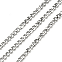 Нержавеющая Сталь Цвет 304 из нержавеющей стали обуздать цепи, несварные, с катушкой, цвет нержавеющей стали, 4x3x0.5~0.8 мм