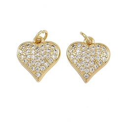 Настоящее золото 16K Латунные микро проложить кубического циркония подвески, сердце прелести, с целью перехода в кольце, реальный 16 k позолоченный, 15x14x3 мм, отверстие : 3.2 мм