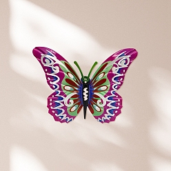 Фуксиновый Железные подвесные настенные украшения для украшения входной двери дома, бабочка, красно-фиолетовые, 125x165 мм