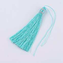 Голубой Нейлоновая нить кисточкой большие украшения кулон, голубой, 100x10 мм